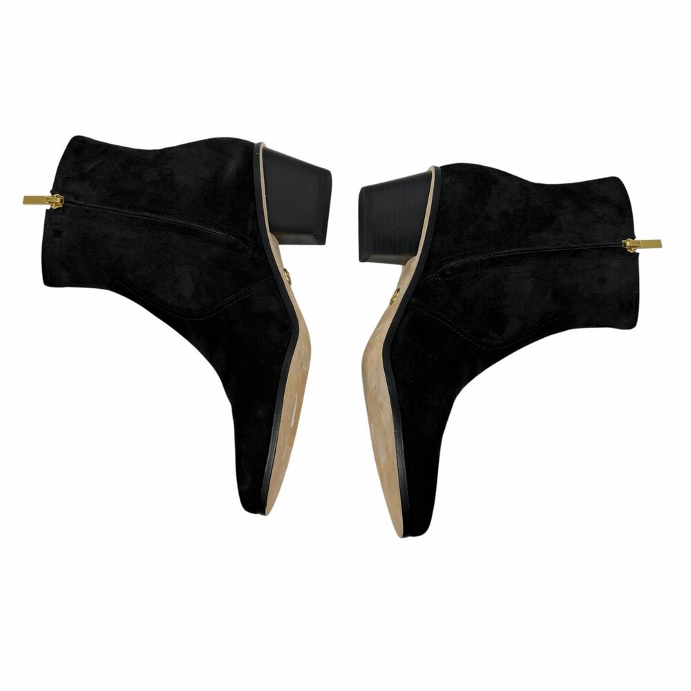 Veronica Beard Ames Suede Block Heel Ankle Boots Black Size 8M - Picture 7 of 13